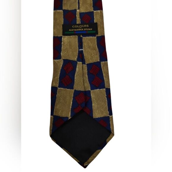 Vintage Colours by Alexander Julian Necktie Burgundy Brown  Multipattern Silk - Picture 2 of 5